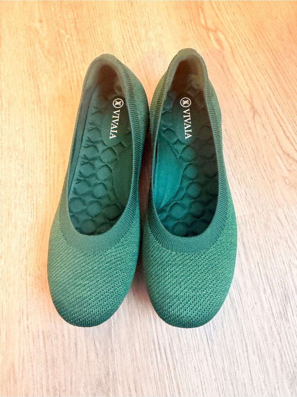 VIVALA Forest Green Knit Ballet Flats